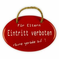 Emailschild Oval, 10,5 X 7 Cm, Für Eltern Eintritt Verboten