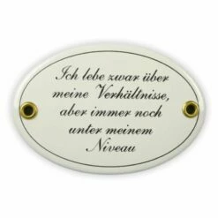 Emailschild Oval, 10,5 X 7 Cm, Ich Lebe Zwar