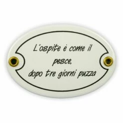 Emailschild Oval, 10,5 X 7 Cm, L'ospite è Come Il Pesce…