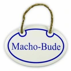 Emailschild Oval, 10,5 X 7 Cm, Macho Bude