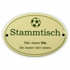 Emailschild Oval, 10,5 X 7 Cm, Stammtisch Fußball