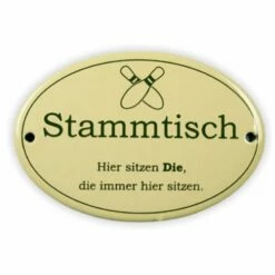 Emailschild Oval, 10,5 X 7 Cm, Stammtisch Kegeln