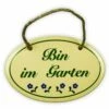 Emailschild Oval, 15 X 10 Cm, Bin Im Garten