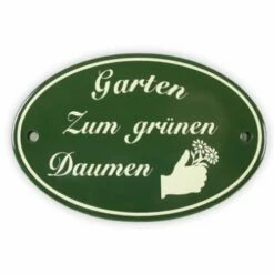 Emailschild Oval, 15 X 10 Cm, Garten Zum Grünen Daumen