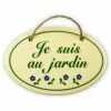 Emailschild Oval, 15 X 10 Cm, Je Suis Au Jardin