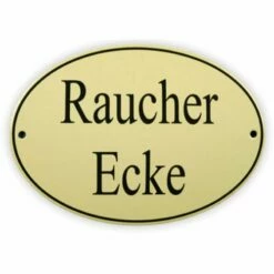 Emailschild Oval, 21 X 15 Cm, Raucher Ecke