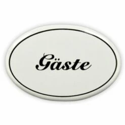 Emailschild Oval, 6 X 4 Cm, Gäste, Zum Kleben