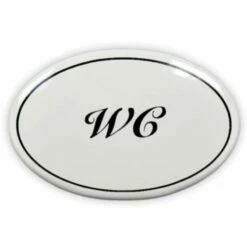 Emailschild Oval, 6 X 4 Cm, WC, Zum Kleben