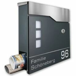 Funk Briefkasten ANTHRAZIT Grau RAL 7016 Wandbriefkasten