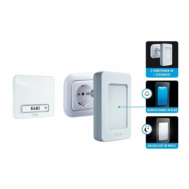 Funk-Türglocken-Set Für 1-Familien-Haus, Mit Automatischem Nachtlicht 2 Funk-Türglocken-Set Für 1-Familien-Haus, Mit Automatischem Nachtlicht – Bild 2
