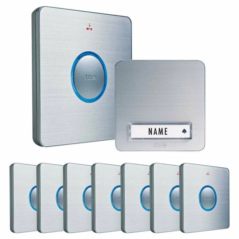 Funk-Türglocken-Set Funkklingel Für 1-Familien-Haus Silber Konfigurierbar 1 Funk-Türglocken-Set Funkklingel Für 1-Familien-Haus Silber Konfigurierbar