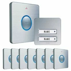 Funk-Türglocken-Set Funkklingel Für 2-Familien-Haus Silber Konfigurierbar