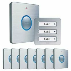 Funk-Türglocken-Set Funkklingel Für 3-Familien-Haus Silber Konfigurierbar