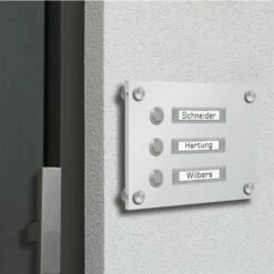 FUNK Türklingel Für 3 Familienhaus Aufputz aus Acrylglas 210x150mm Premium