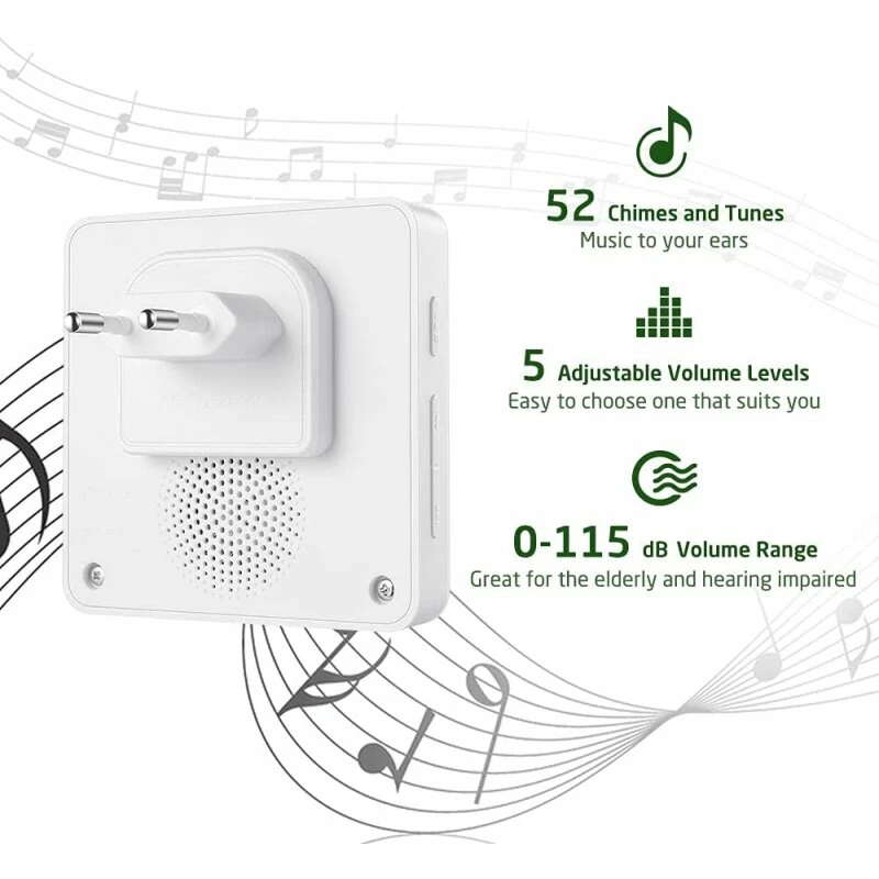 Funkklingel Set Mit 2 Sendern 52 Melodien Weiß 400m Reichweite 2 Funkklingel Set Mit 2 Sendern 52 Melodien Weiß 400m Reichweite – Bild 2