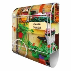 Großer Briefkasten Mailbox Wandbriefkasten Grünes Fahrrad -Türschilder aus Edelstahl Geschäft grosser briefkasten mailbox wandbriefkasten gruenes fahrrad9