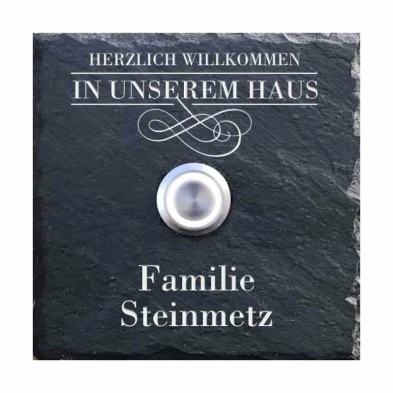Haustürklingel Schiefer 100x100mm Herzlich Willkommen 1 Haustürklingel Schiefer 100x100mm Herzlich Willkommen