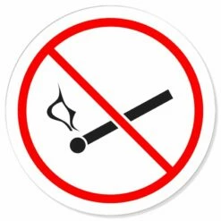 Kein Offenes Feuer Streichholz Verbotsschild Rundschild