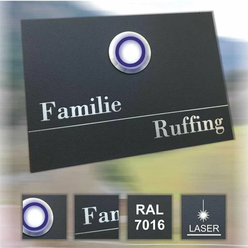 Klingelplatte 100x70mm Anthrazit Pulverbeschichtet RAL 7016 3 Klingelplatte 100x70mm Anthrazit Pulverbeschichtet RAL 7016 – Bild 3