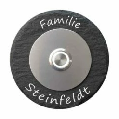 Klingelplatte Aus Naturschiefer Durchmesser 100mm Rund Mit Edelstahlronde