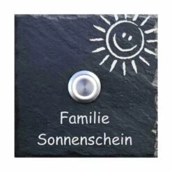 Klingelplatte Schiefer 100x100mm Smile