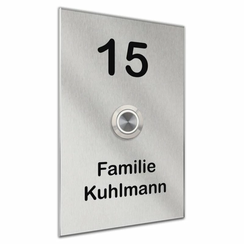 Klingelschild 90x140mm Edelstahl Türklingel 1 Klingelschild 90x140mm Edelstahl Türklingel