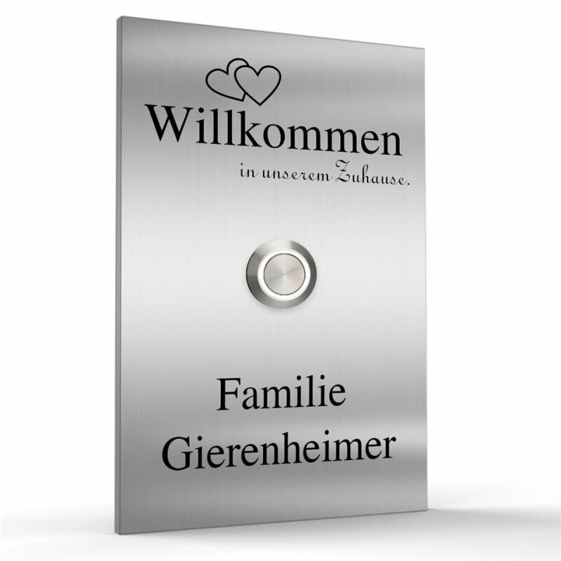 Klingelschild Edelstahl 110x160mm Design Türklingel 1 Klingelschild Edelstahl 110x160mm Design Türklingel