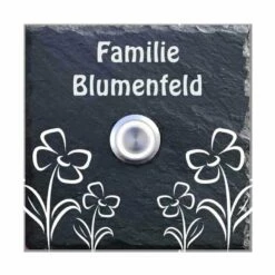 Klingelschild Schiefer 100x100mm Blumen