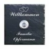 Klingelschild Schiefer 100x100mm Willkommen Mit Herzen