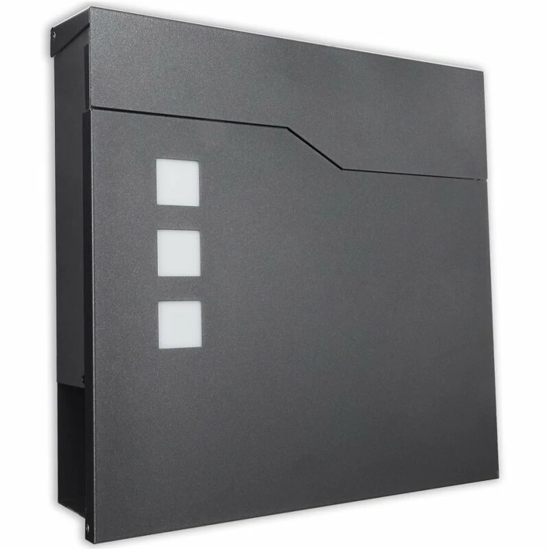 LCD Briefkasten Mit Zeitungsfach Eisenglimmer Feinstruktur DB 703 Mit 3 Makrolonfelder 1 LCD Briefkasten Mit Zeitungsfach Eisenglimmer Feinstruktur DB 703 Mit 3 Makrolonfelder