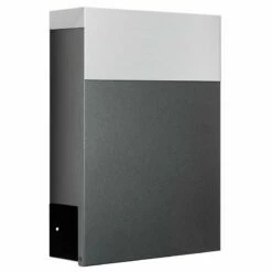 LCD Edelstahl Briefkasten Gebürstet Mit Zeitungsfach Pulverbeschichtet In Graphit RAL DB703