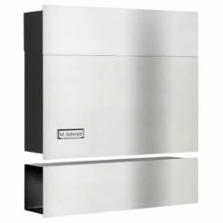 Premium Briefkasten Edelstahl Extrabreit Mit Namensschild Und Zeitungsfach