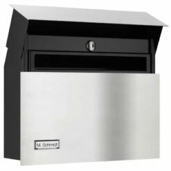 Premium Briefkasten Edelstahl Extrabreit Mit Namensschild Und Zeitungsfach -Türschilder aus Edelstahl Geschäft lcd premium briefkasten edelstahl extrabreit mit namensschild und zeitungsfach3