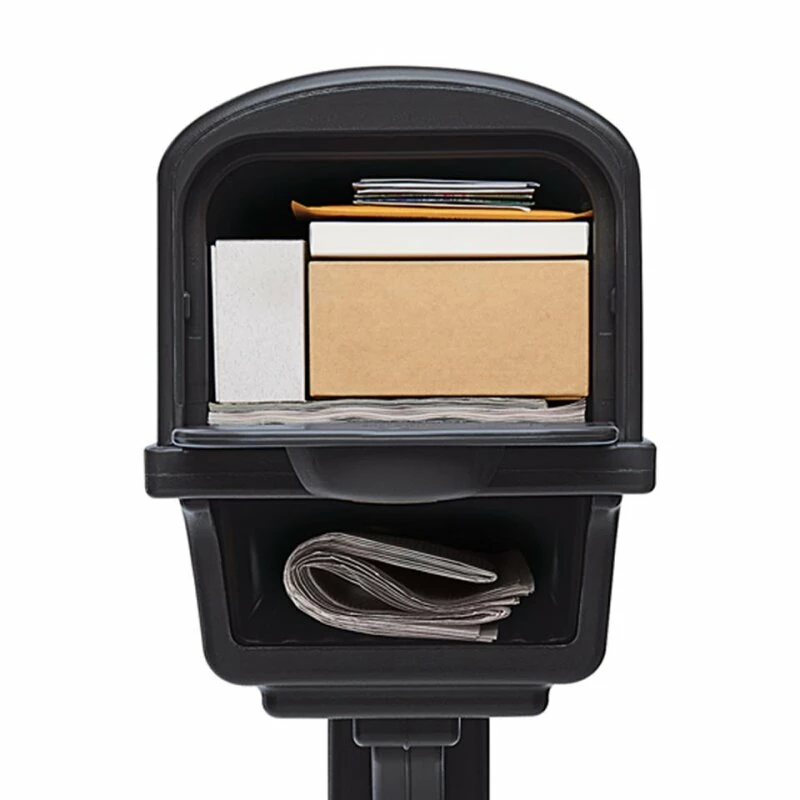 Mailbox Mit Zeitungsfach Und Standfuß Schwarz 4 Mailbox Mit Zeitungsfach Und Standfuß Schwarz – Bild 4