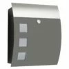 Massiver CMD Edelstahl Briefkasten Gebogen Mit 3 Sichtfenster RAL 7016 Anthrazit Grau