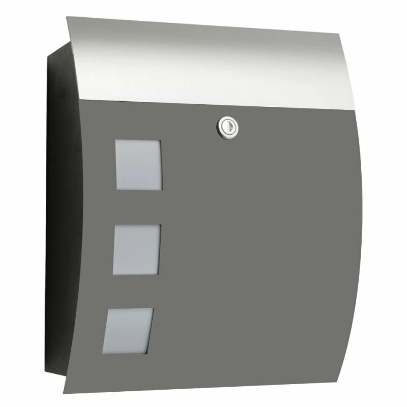 Massiver CMD Edelstahl Briefkasten Gebogen Mit 3 Sichtfenster RAL 7016 Anthrazit Grau 1 Massiver CMD Edelstahl Briefkasten Gebogen Mit 3 Sichtfenster RAL 7016 Anthrazit Grau
