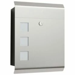 Massiver CMD Edelstahl Briefkasten Mit 3 Sichtfenster Aus Opalglas