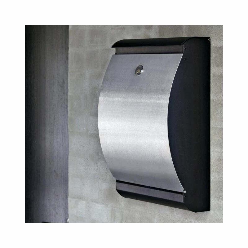 MEFA Briefkasten PUFFIN 300 Tiefschwarz Struktur RAL 9005 Und Edelstahl 2 MEFA Briefkasten PUFFIN 300 Tiefschwarz Struktur RAL 9005 Und Edelstahl – Bild 2