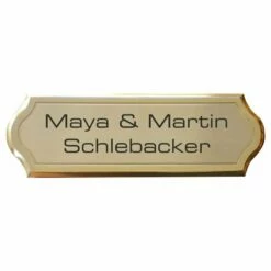 Messingschild Lackiert 150 X 50 Mm Mit Lisene Und Beschriftung