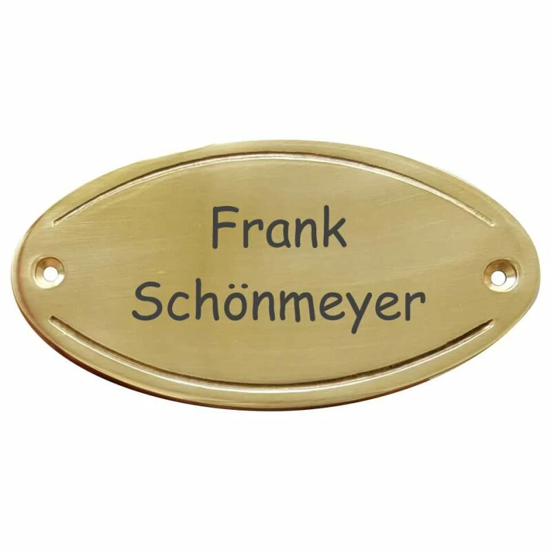 Messingschild Türschild Oval Mit Vertiefter Lisene 100x50mm 1 Messingschild Türschild Oval Mit Vertiefter Lisene 100x50mm