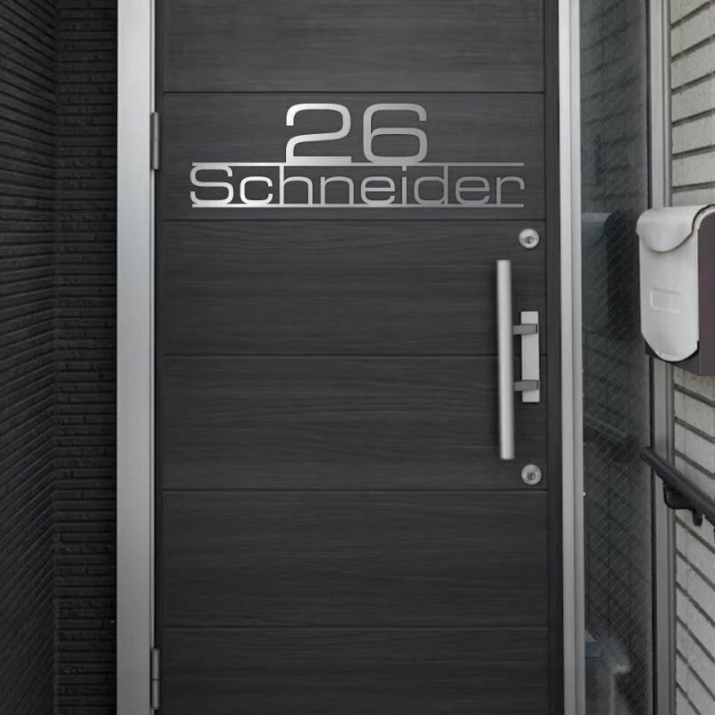 Moderne Edelstahl Hausnummer Mit Strassenname RITONA 6 Moderne Edelstahl Hausnummer Mit Strassenname RITONA – Bild 6