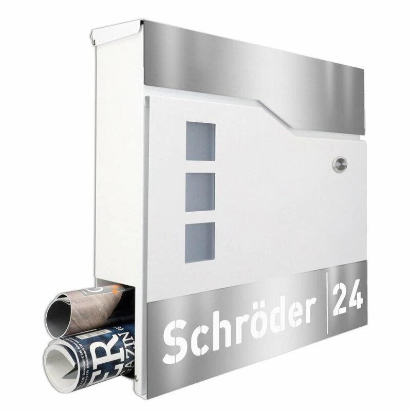 Moderner Briefkasten Mit FUNKKLINGEL Edelstahl Laser Namensblende 1 Moderner Briefkasten Mit FUNKKLINGEL Edelstahl Laser Namensblende