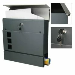 Moderner Design Briefkasten Mit Zeitungsfach RAL 7016 Anthrazit Grau -Türschilder aus Edelstahl Geschäft moderner design briefkasten mit zeitungsfach ral 7016 anthrazit grau3