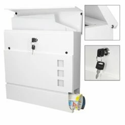 Moderner Design Briefkasten Mit Zeitungsfach RAL 9010 Verkehrsweiss -Türschilder aus Edelstahl Geschäft moderner design briefkasten mit zeitungsfach ral 9010 verkehrsweiss4