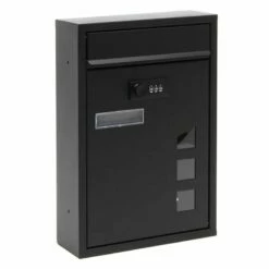 Moderner Wandbriefkasten Schwarz Mit Zahlenschloss Pulverbeschichtet