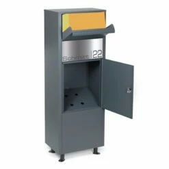 Paketbox Grau Standbriefkasten Paketannahme Mit Laser Cut Namensblende