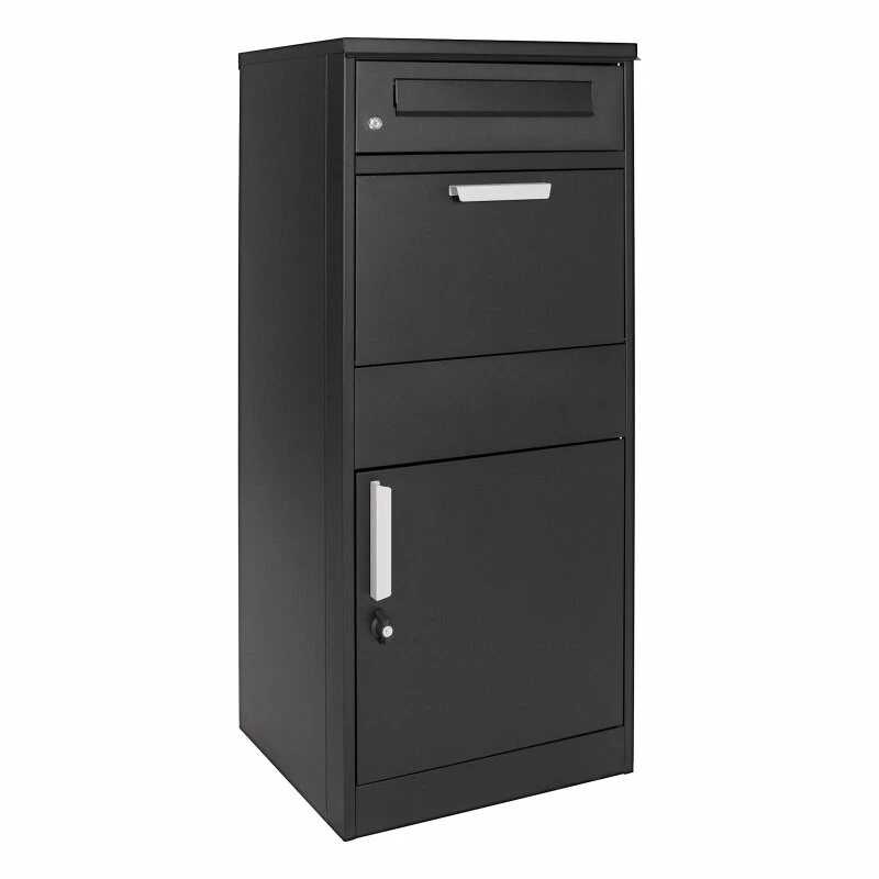 Paketbriefkasten Box Schwarz 50x37x115cm Freistehend Abschließbar 1 Paketbriefkasten Box Schwarz 50x37x115cm Freistehend Abschließbar