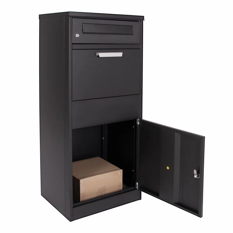 Paketbriefkasten Box Schwarz 50x37x115cm Freistehend Abschließbar 2 Paketbriefkasten Box Schwarz 50x37x115cm Freistehend Abschließbar – Bild 2