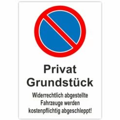 Parkschild Privatgrundstück Parkplatzschild Hochformat 20x30 Cm