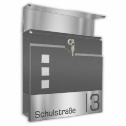Säulenbriefkasten Inkl. Zeitungsfach DB 703 Graphit Mit Edelstahl Laser Namensblende -Türschilder aus Edelstahl Geschäft saeulenbriefkasten inkl zeitungsfach db 703 graphit mit edelstahl laser namensblende3